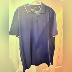Polo Ralph Lauren men polo shirt blue Size XL red white and blue collar